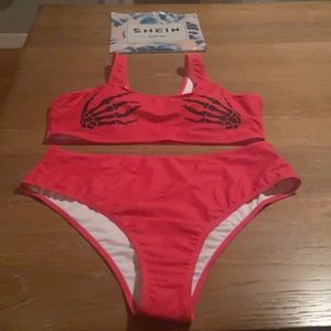 Skeleton hand print swimsuit bikini